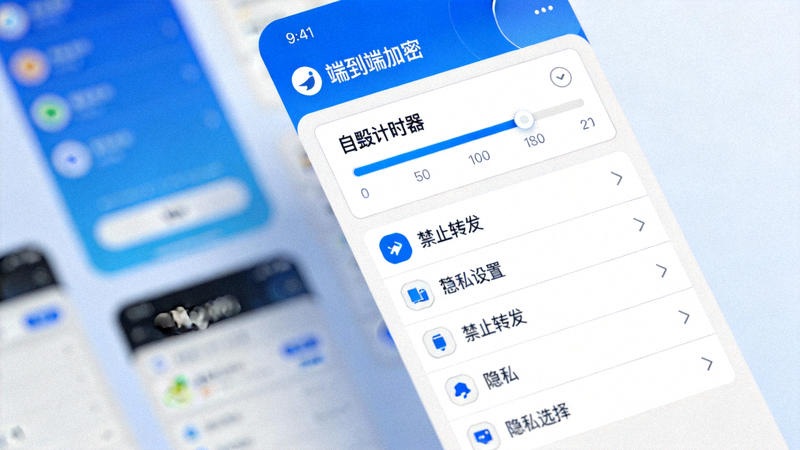 Telegram电脑版秘密聊天功能界面，展示端到端加密标识、自毁计时器设置和禁止转发等隐私选项