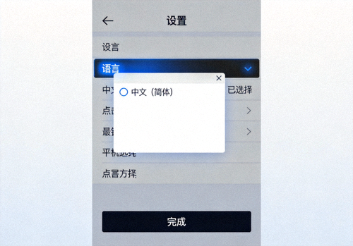 Telegram设置界面语言选项切换为中文简体后的截图