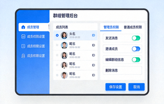 Telegram电脑版群组管理后台与成员权限设置界面