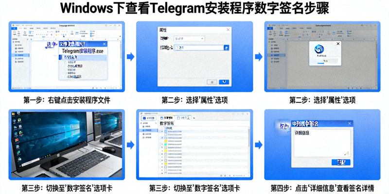Windows系统下查看Telegram安装程序数字签名属性的详细步骤图示